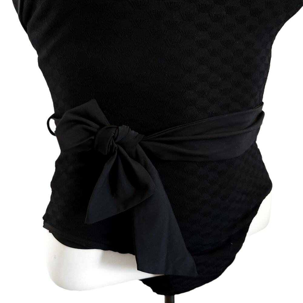 AMAIO Solene belted jacquard maillot one piece textured black luxe swimsuit Sz S - Picture 5 of 12